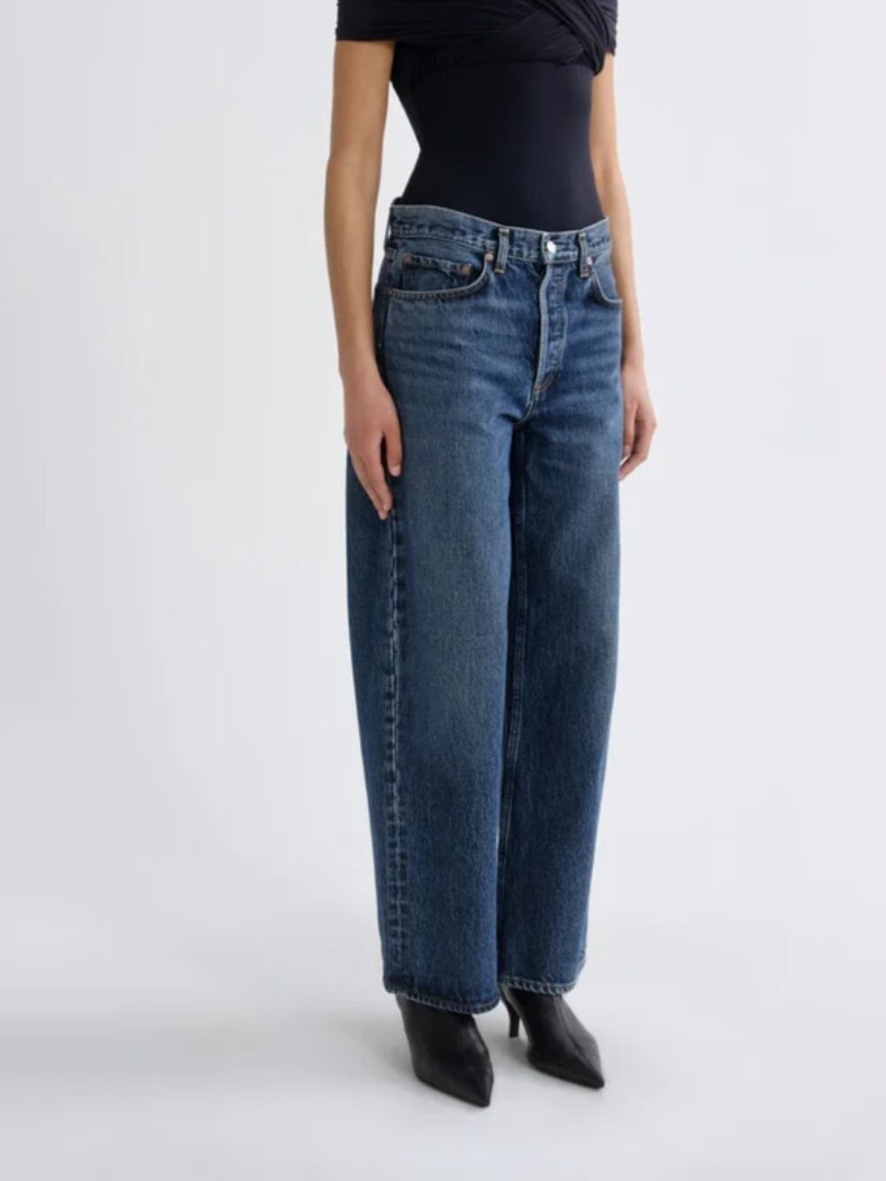 AGOLDE Arc Loose Wide-Leg Jeans Size 28 High Rise Shortwave Short Wave Inseam 25 - Picture 3 of 13